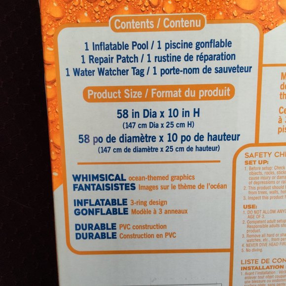 Kiddie Pool Banzai Paradise  Reef Pool New In Sealed Box 3 Rings - Picture 6 of 9